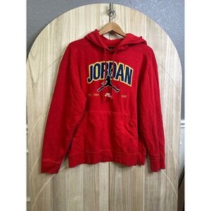 Jordan Jumpman Mens Red Fleece Pullover Hoodie Sweatshirt Large